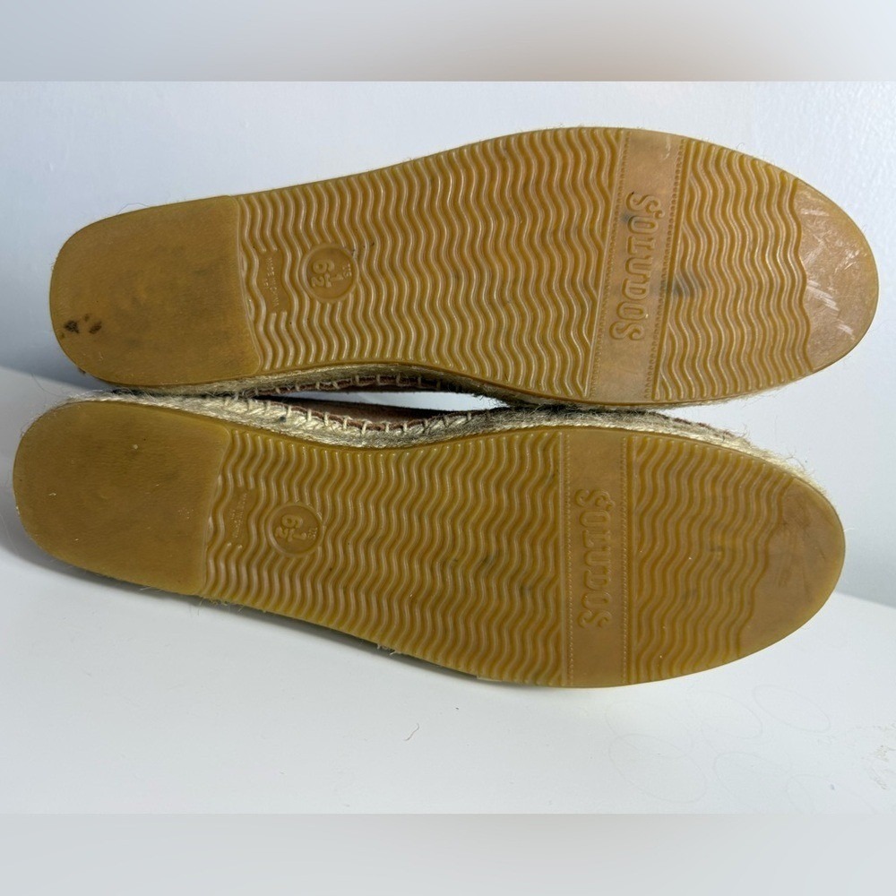 Soludos Womens 6.5 Suede Smoking Slipper Espadrille Tan Cognac Slip On Flat Boho - Picture 6 of 9